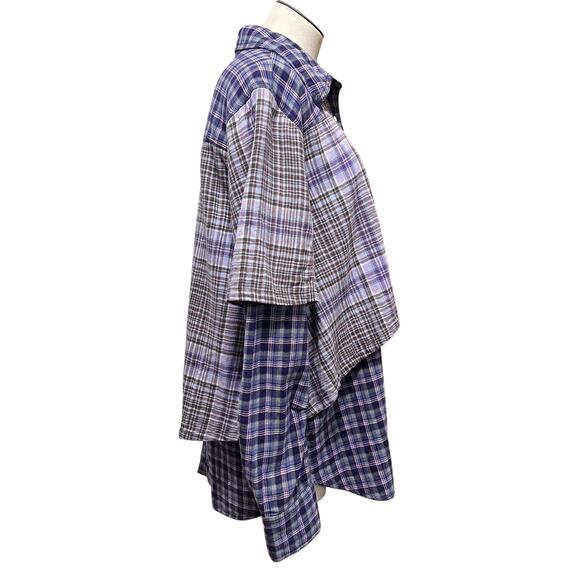We The Free Womens Boho Blue Layer It Up Plaid Button Up Layered Shirt Sz S - Picture 6 of 16